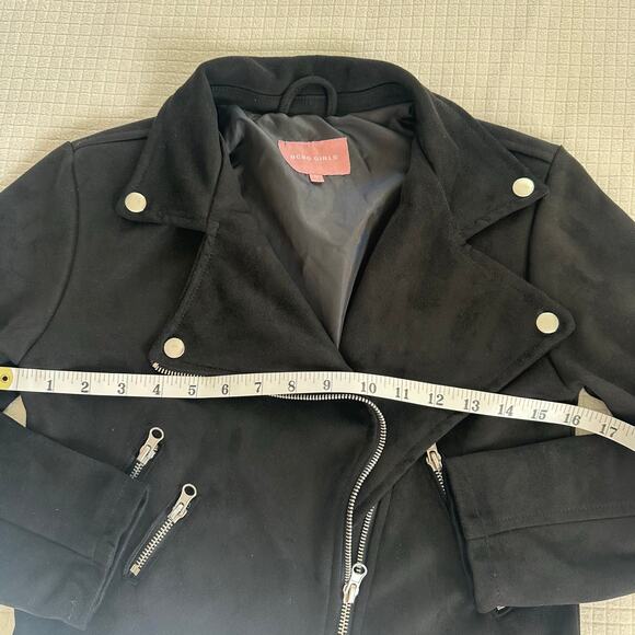 BCBG Girls Black Suede Finish Moto Jacket Belt Size M Age 8-10 - Picture 5 of 11